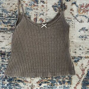 John Galt Brown Chic Ribbed Camisole